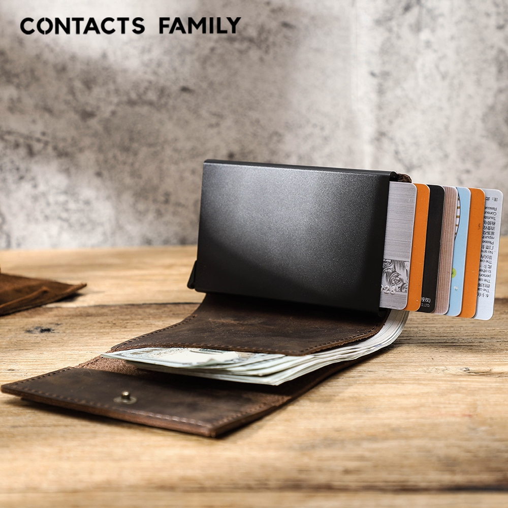 CONTACTS FAMILY Titular Do Cartão De Couro Genuíno Bolsa Masculina Identificação
