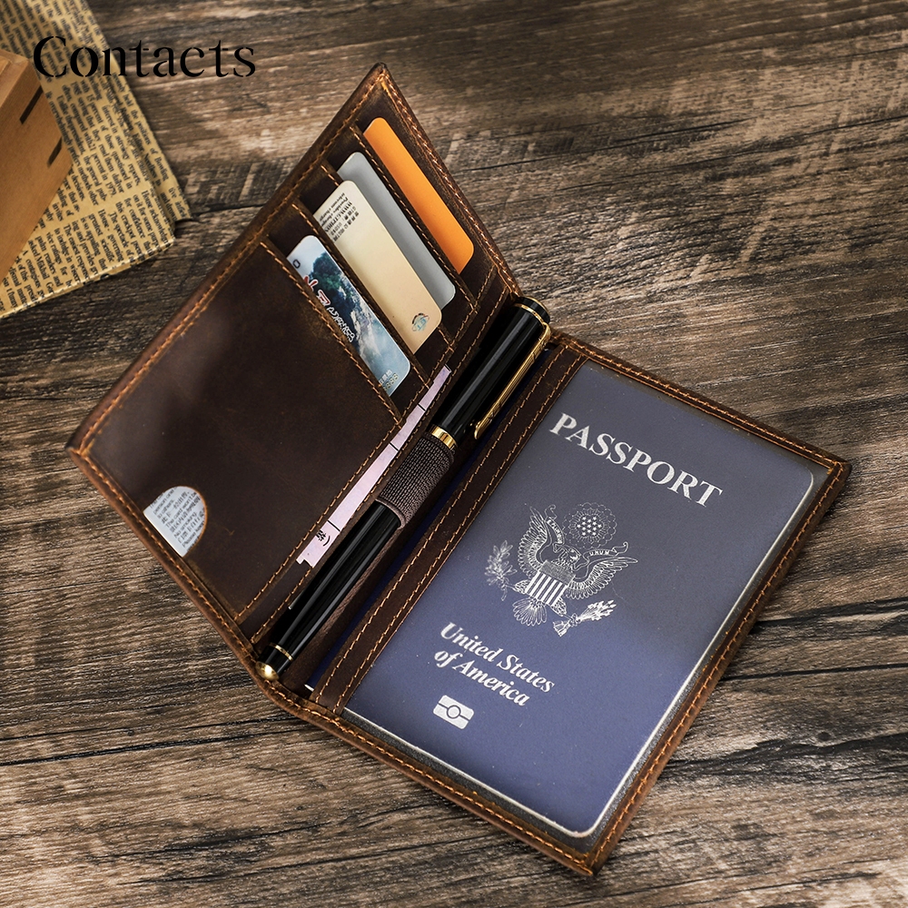 CONTACTS Porta-Passaporte De Couro Genuíno Com 4 Compartimentos Para Cartão Cart