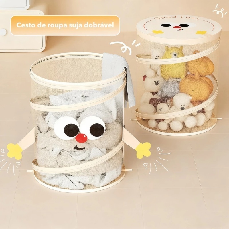 Cesta de armazenamento dobrável de grande capacidade, adequada para roupas sujas e armazenamento leve de brinquedos