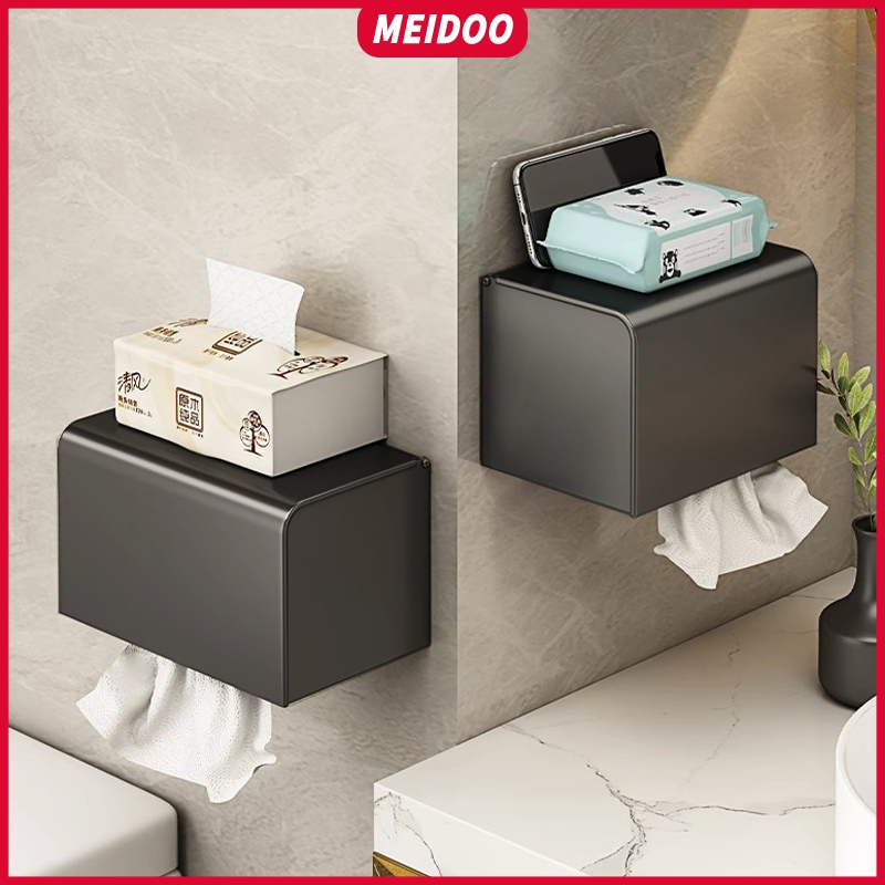 MEIDOO Caixa de lenços, armazenamento multifuncional, alumínio à prova d'água, sem perfuração