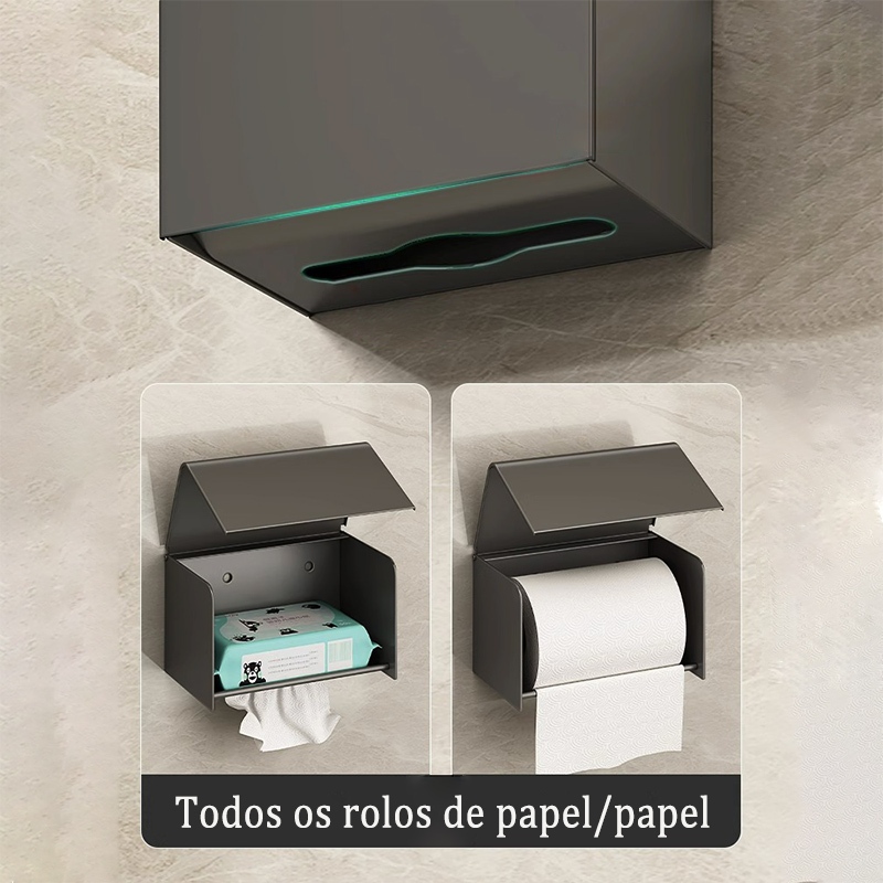 MEIDOO Caixa de lenços, armazenamento multifuncional, alumínio à prova d'água, sem perfuração