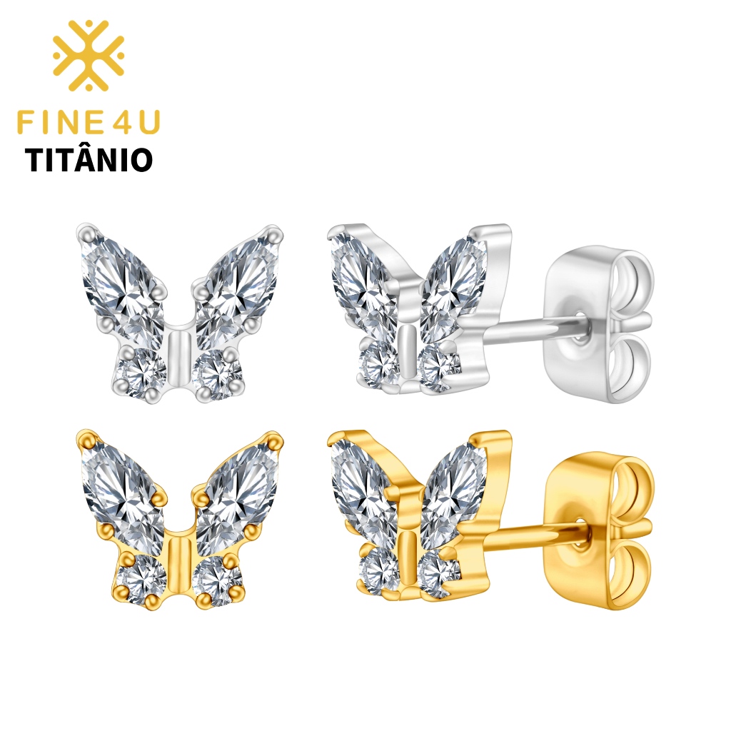 FINE4U 1 Par Borboleta Brincos ASTM F136 Titânio Elegantes Para Mulheres Minimalista Exclusivos em Oferta na Shopee