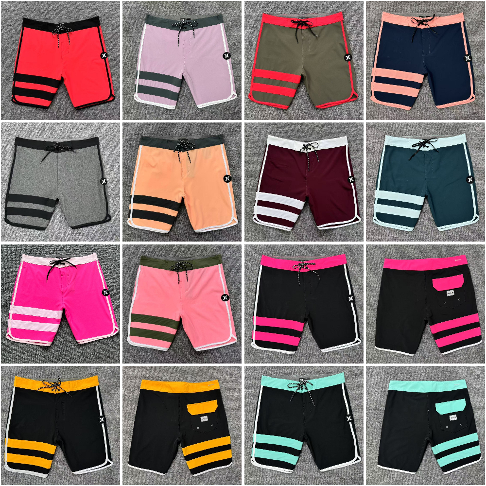 Shorts De Surf Masculino Clássico Com Listras Duplas – Bermuda Elástica De Secagem Rápida , À Prova D'água E 4 Vias *-&