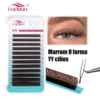 FADVAN Lashes YY U Shape Volume Brasileiro Preto Marrom Extensão De Cílios em Oferta na Shopee