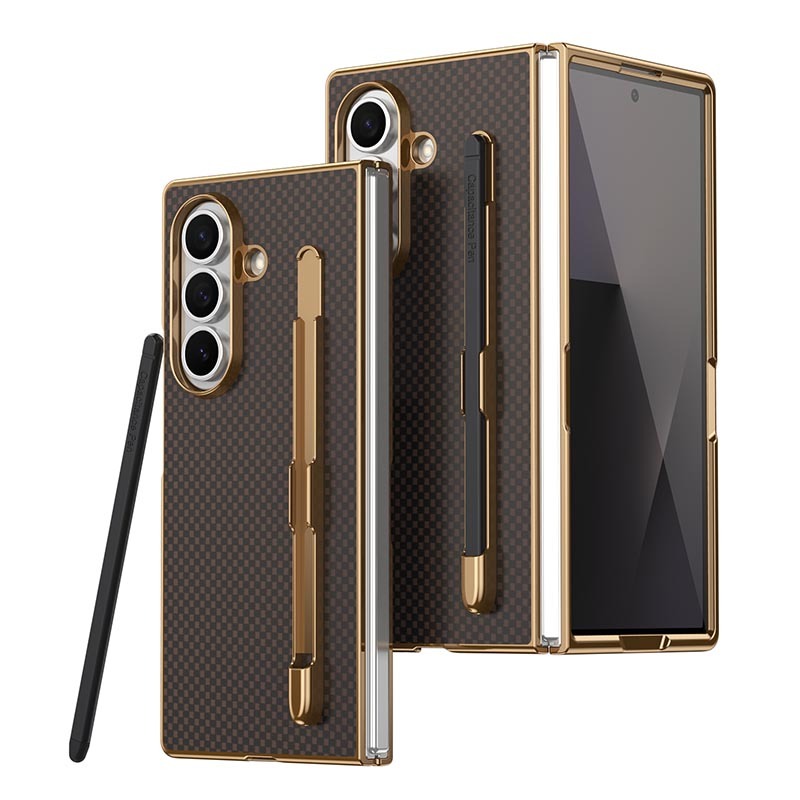Capa ZFold7 Para Samsung Galaxy Z Fold 7 6 5 4 3 Kevlar Padrão slot Caneta Filme Integrado Rígido À Prova De Choque Celu em Oferta na Shopee