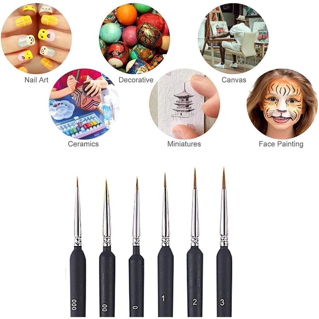 Kit 6 Pinceis Traços Finos Pintura Em Tela Aquarela Modelismo