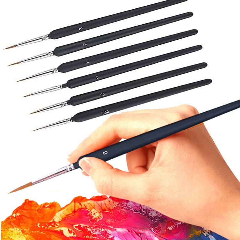 Kit 6 Pinceis Traços Finos Pintura Em Tela Aquarela Modelismo em Oferta na Shopee