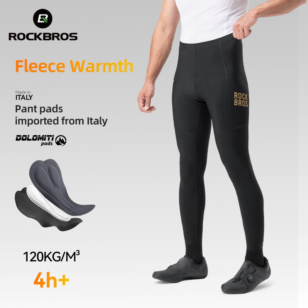 ROCKBROS Ciclismo Calças De Lã À Prova De Vento Quente Choque Almofada Bicicleta Alta Elástica Macia Outono Inverno Espo