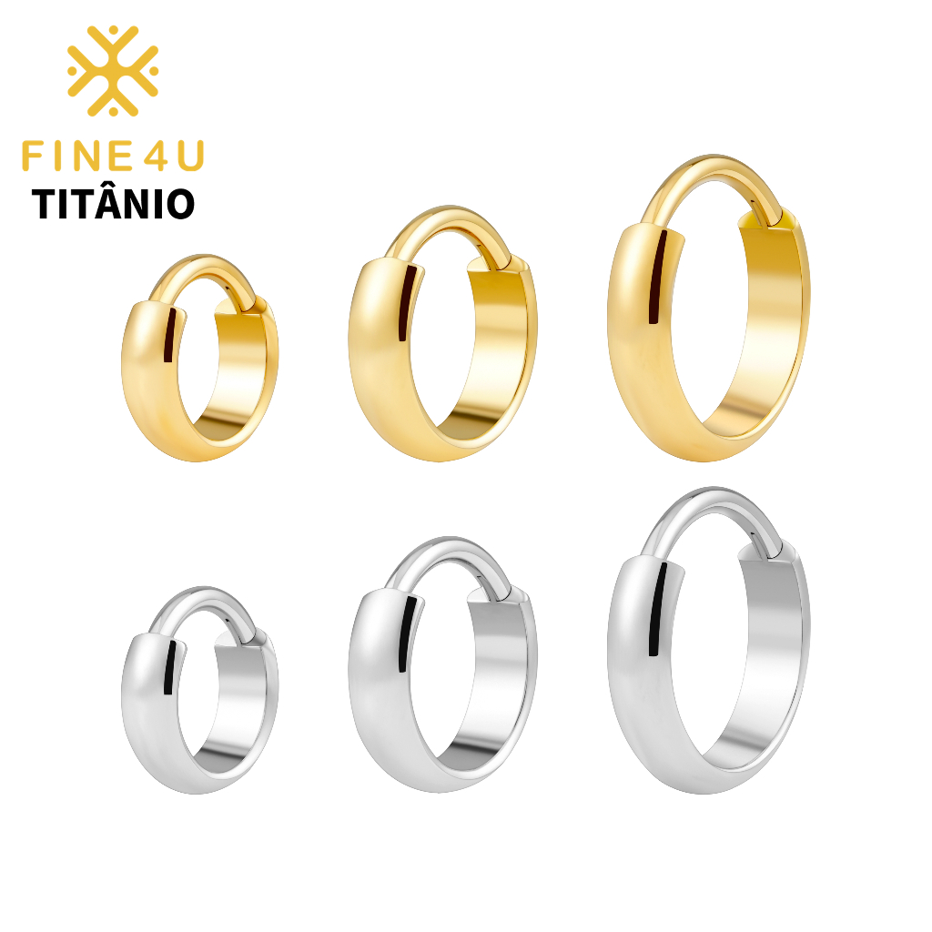 1PCS FINE4U Piercing Argola Titânio 100% 8/10/12mm Hipoalergênico Lóbulo Conch Helix Cartilagem em Oferta na Shopee