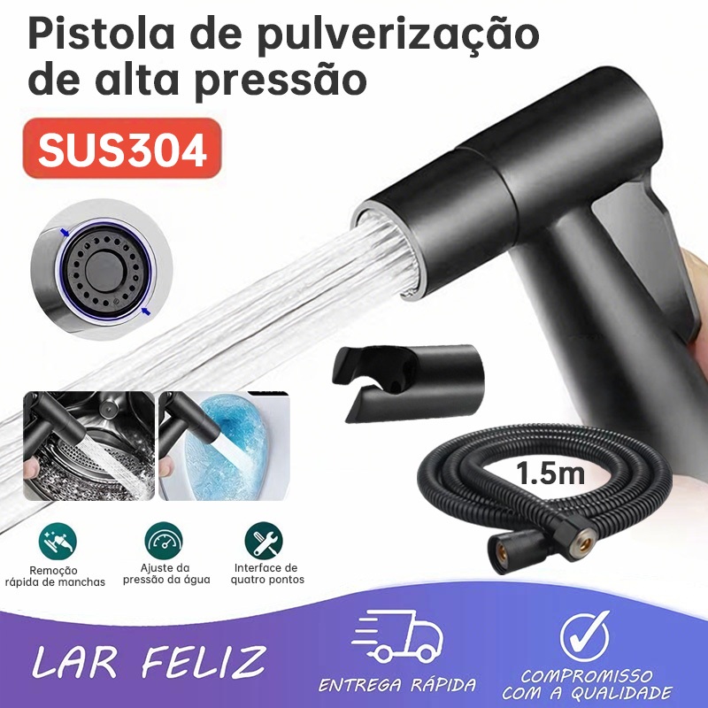 preto Ducha Higiênica Para Banheiro Completa Luxo Inox 1,5m Chuveirinho Privada