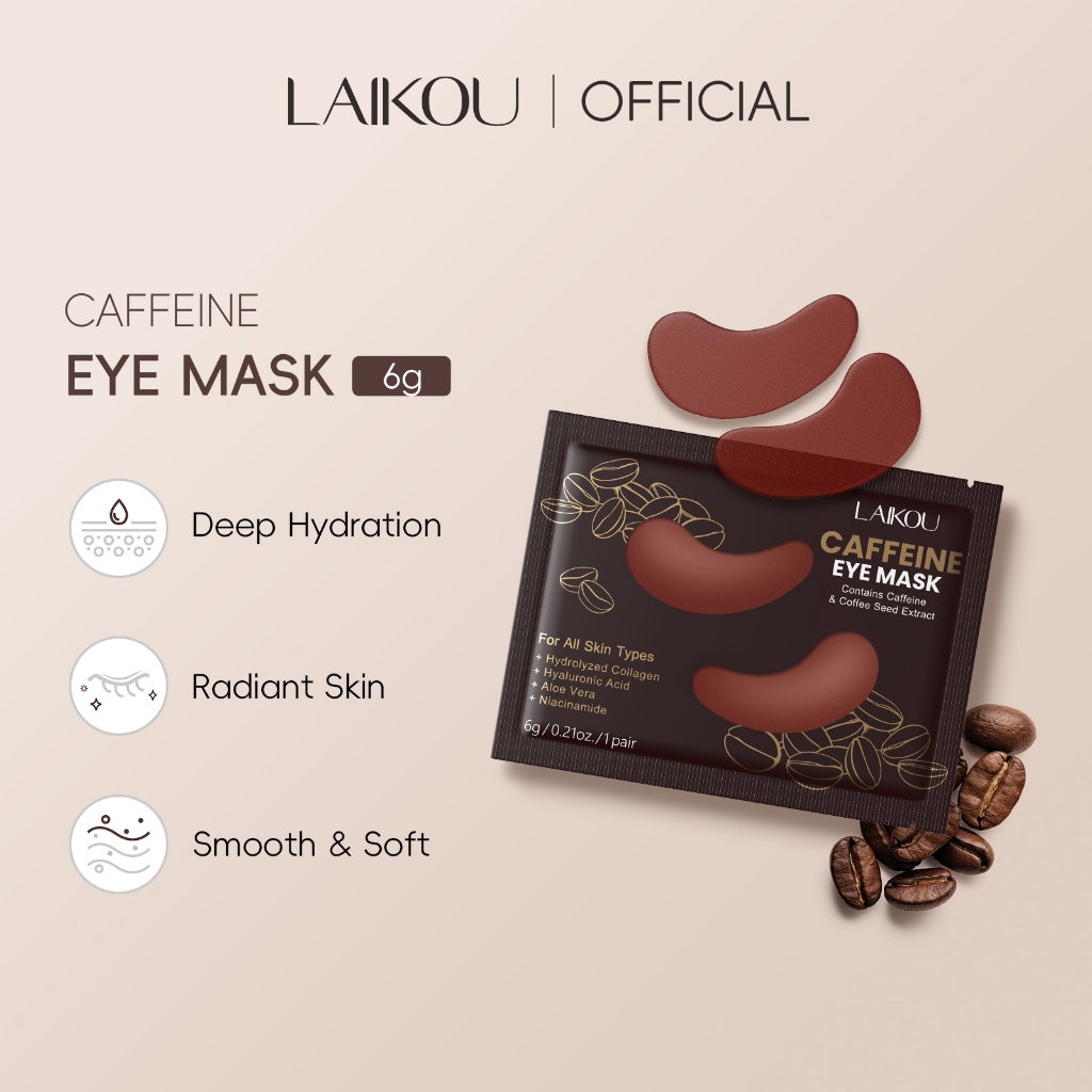 Máscara De Olhos Com Cafeína LAIKOU-Revitalizante E Hidratante Para Áreas Sob Os 6g/Par