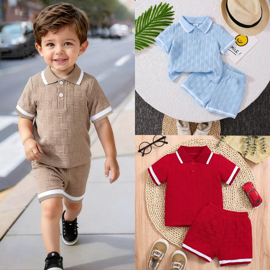 Lucky Baby Conjunto Bebê Menino – Polo e Shorts, Material Macio e Alta Qualidade, Confortável e Perfeito para Verão