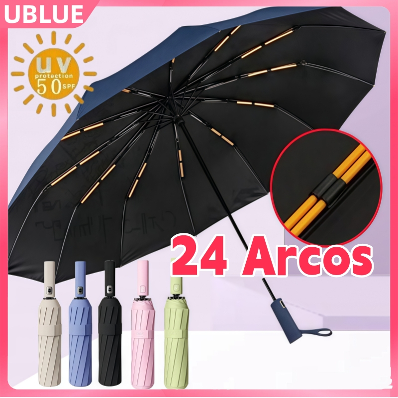 Guarda Chuva Automático Dobrável Sol Dupla Utilização Reforço À Prova De Vento Proteção UV UP50 +