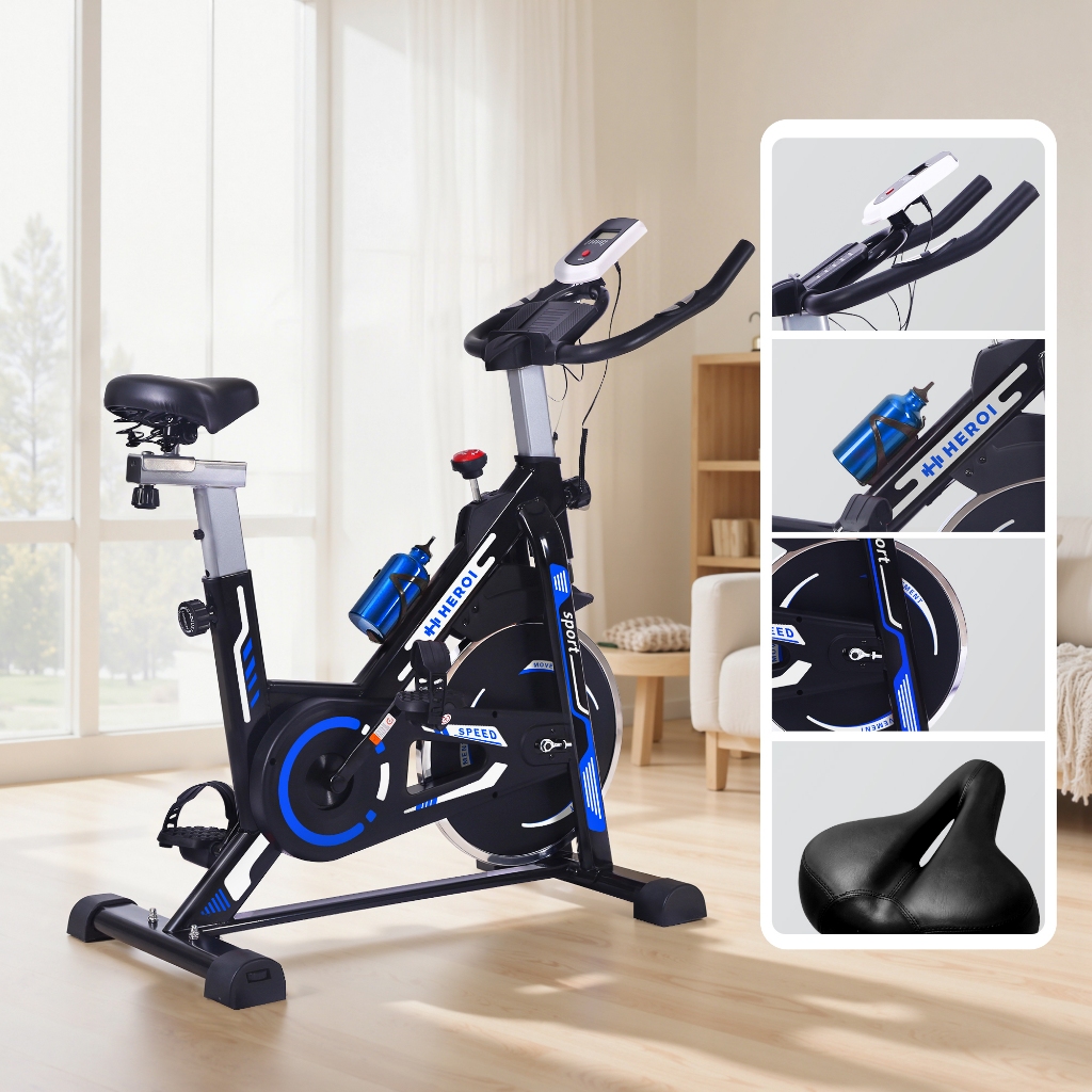 HEROI Bicicleta Ergométrica Silenciosa, Com Sensor de Frequência Cardíaca, Até 150kg