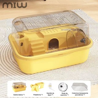 Gaiola Grande para Hamster Antimastigação - Parte Superior Ajustável com Roda, Casa e Com…
