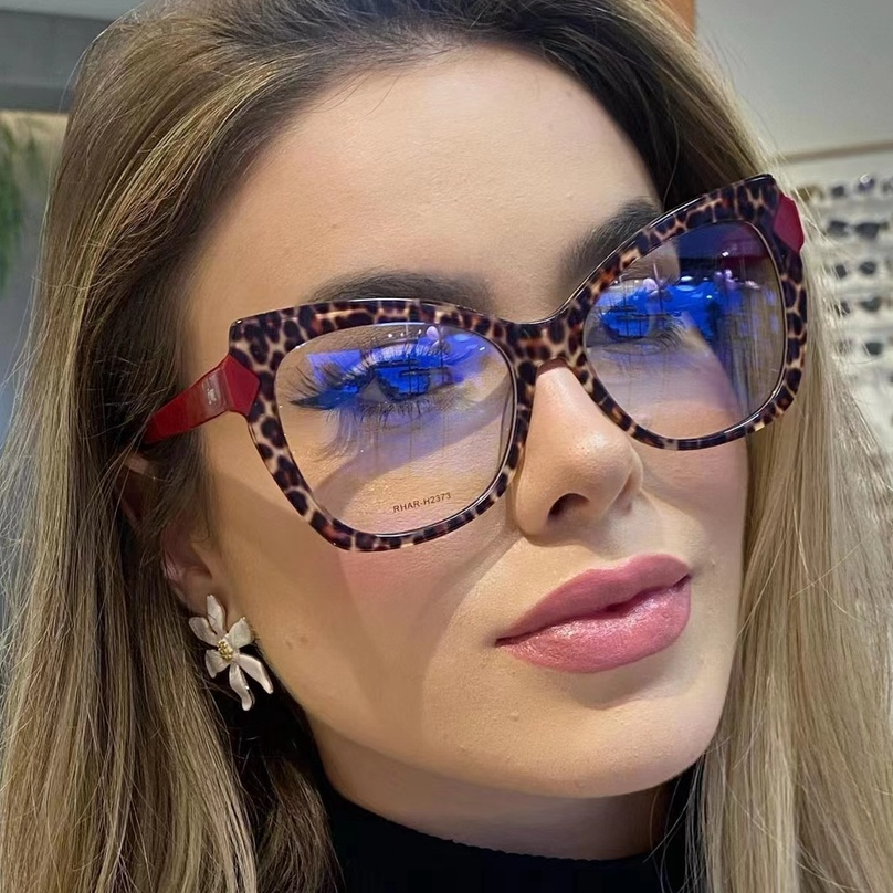 Óculos De Armação De Plástico Lente Substituível Preto Anti Claro Azul Olho De Gato em Oferta na Shopee