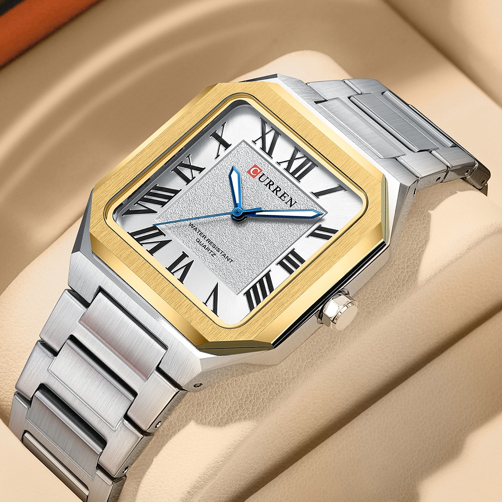 Novos Relógios Masculinos CURREN Moda Genuína Mostrador Quadrado De Aço Inoxidável Design Exclusivo Mãos Luminosas Simpl em Oferta na Shopee