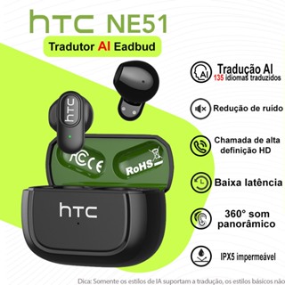 HTC NE51 AI Fone De Ouvido Sem Fio TWS Tradução Em Tempo Bluetooth 6.0 Cancelamento De Ruído Prova d'água IPX5 Microfone em Oferta na Shopee