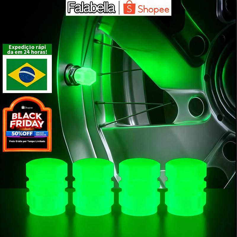 4/8  Pcs Tampa de Válvula Luminosa Universal - ABS Anti-poeria para Carro Moto e Bicicleta