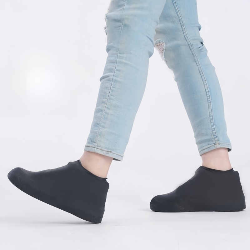 Detalhes do Capa De Chuva Silicone Protetora Tênis Sapato Bota Motoboy Pés Secos Preto