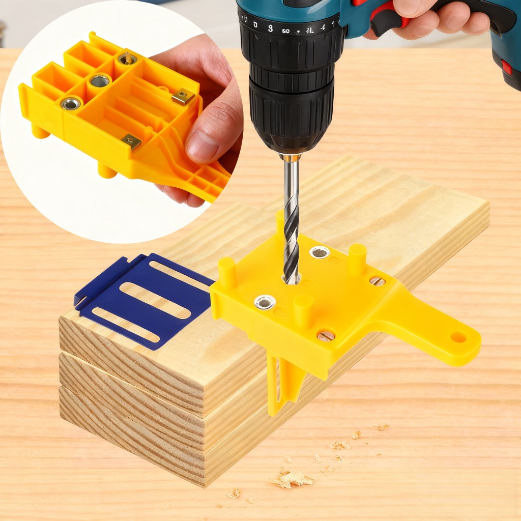 Guia Gabarito Para Cavilhas Marcenaria Furo Métrico 6 8 10mm/Localizador de punção amarelo