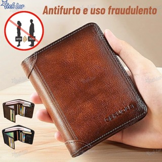 Carteira Antifurto Masculina De Couro Legítimo Vintage De Trifold E Bifold À Escolha Presentes de Natal-TL em Oferta na Shopee