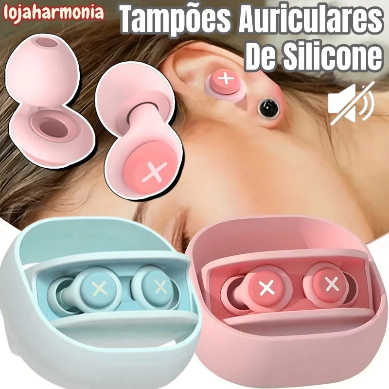 Tampões Auriculares De Silicone Isolamento Acústico Redução De Ruído Com Esponja Macia Protetor Auricular