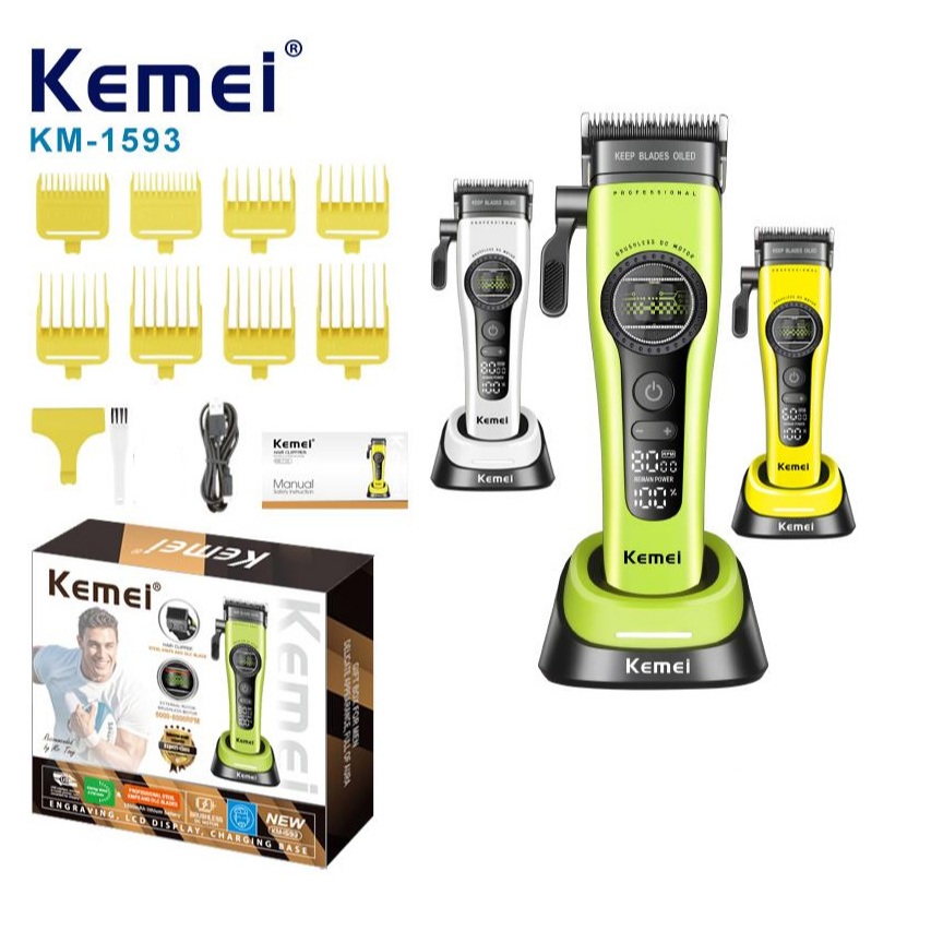 Kemei Aparadores De Cabelo Profissional Máquina De Cortar F1 Super Motor Externo Sem Escova Corte Masculino KM-1593-1595 em Oferta na Shopee