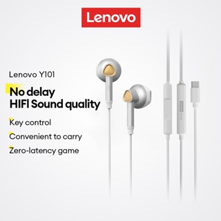Lenovo Y101 E Y101PRO Fones De Ouvido Com Fio HD Qualidade De Som Baixa Latência Leve Portátil À Prova D'água Confortáve em Oferta na Shopee
