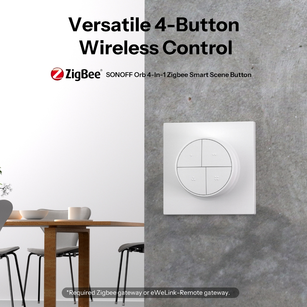 SONOFF SNZB-01M Fusion Series Orb 4 Em 1 Zigbee Smart Scene Button Gatilho De Cena De Um Toque Instalação Sem Fio E Prot em Oferta na Shopee