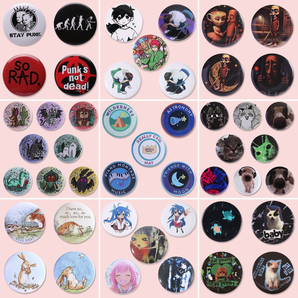 4-8 Pçs/set Gato Dos Desenhos Animados Pino Anime Smiley Folha De Flandres Broche Lapela Emblemas Jóias Presente Para Am em Oferta na Shopee