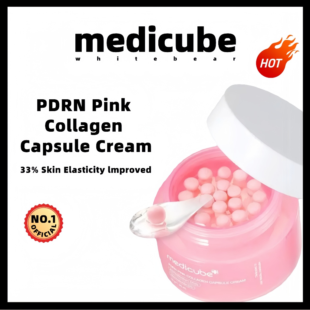 3.15 [Medicube] Creme Cápsula De Colágeno Rosa PDRN 55g | Iluminar Barreira De Reparo Firmador E Elástico Niacinamida em Oferta na Shopee