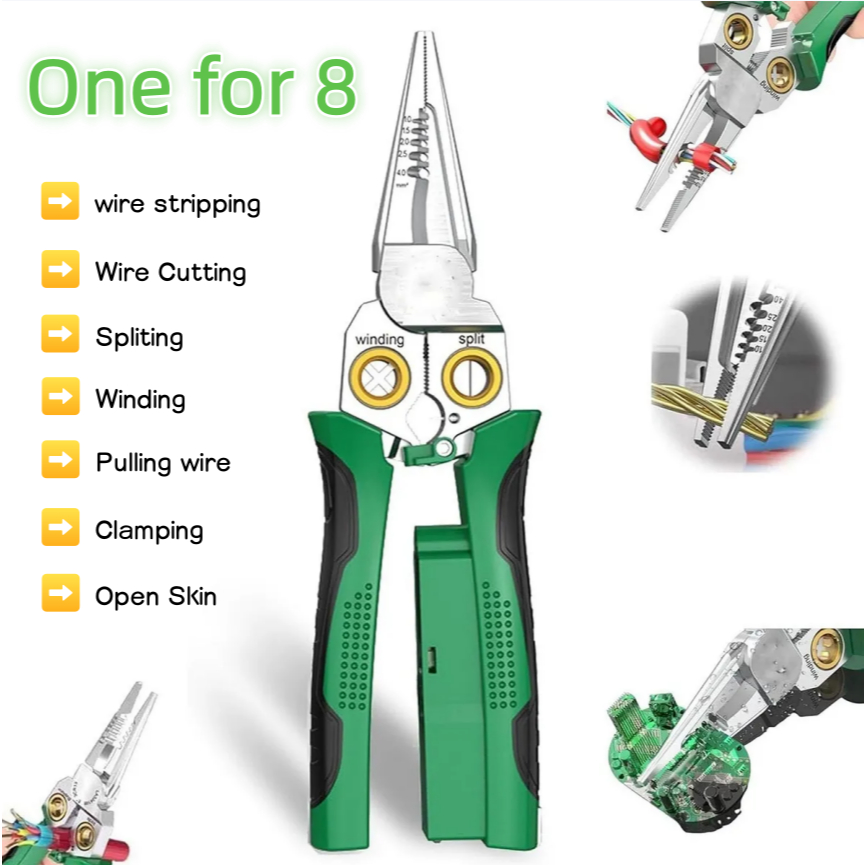 Alicate Eletricista Multifuncional ction Wi re Stripper De Ponta Fina De Aço Inoxidável 8 Em 1 Com Ferramentas Manu em Oferta na Shopee