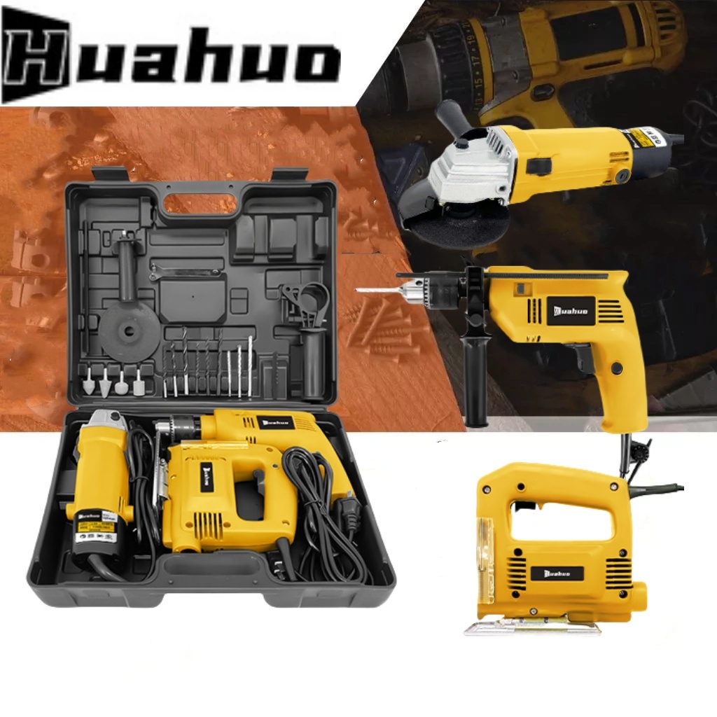 【110V/220V】Kit Furadeira / Parafusadeira E Lixadeira / Serra Tico Tico Com E Maleta de Transporte.