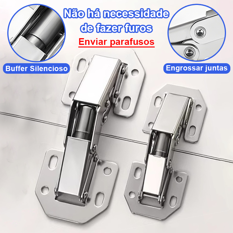 4/10 peças dobradiças de porta de armário 90 graus sem perfuração ferragens de móveis domésticos