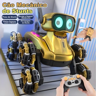 Cão Robô Inteligente De Controle Duplo | Gesto E Remoto Todo-Terreno De 8 Rodas Programável