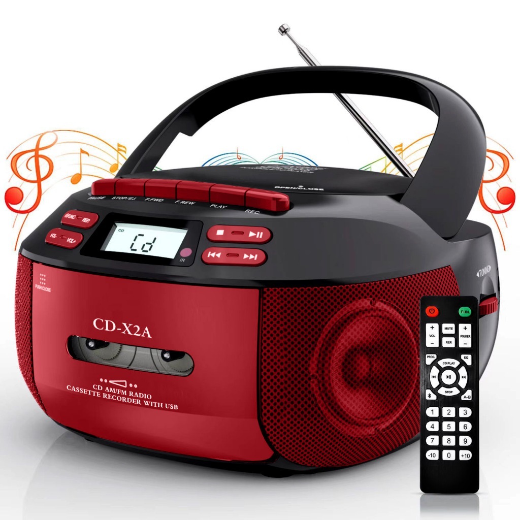 Leitor De CD MP3 Portátil , Bluetooth , Rádio FM , Cassete , Com Unidade flash USB , Aprendizagem De Disco Em Inglês