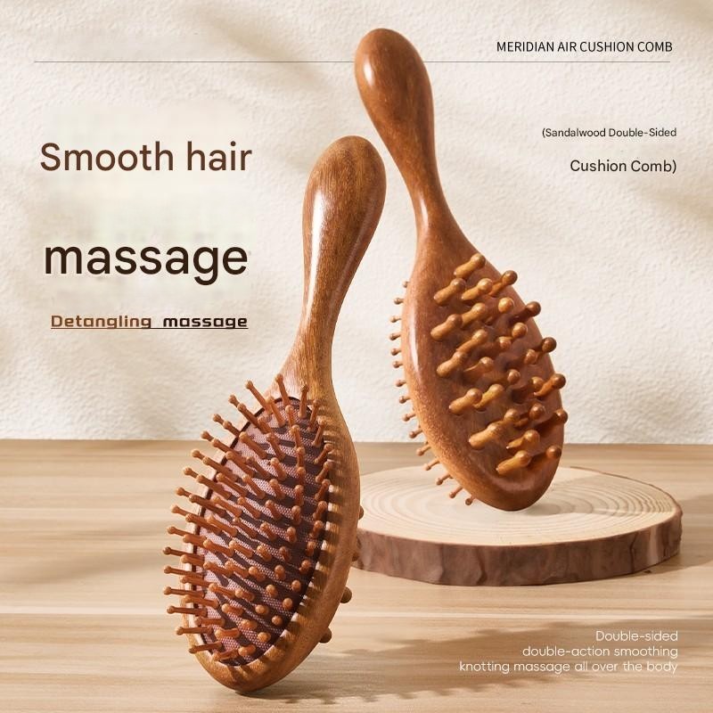 [COD] Couro Cabeludo Massagem Pente Golden Solid Sândalo Cabelo Escova De Almofada De Airbag Para Desembaraçar E Calmant