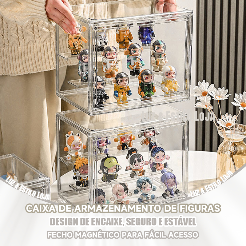 Organizador para Coleção Lafufu e Labubu, Prateleira Display para Bonecos Caixa Surpresa, Estante para Miniaturas Acríli