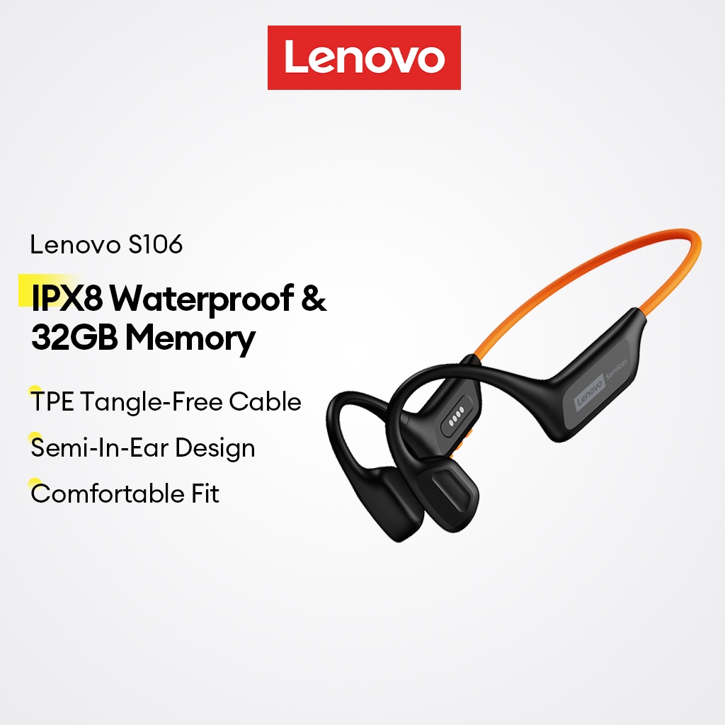 Fones De Ouvido De Condução Óssea Lenovo S106 E Fone Natação À Prova D'água IPX8 Com 32 Gb De Memória Modo Bluetooth 6.0 em Oferta na Shopee