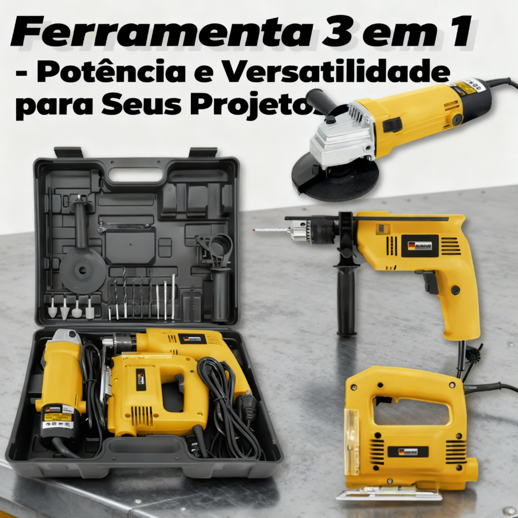 Kit Furadeira / Parafusadeira E Lixadeira / Serra Tico Tico Com E Maleta de Transporte!!