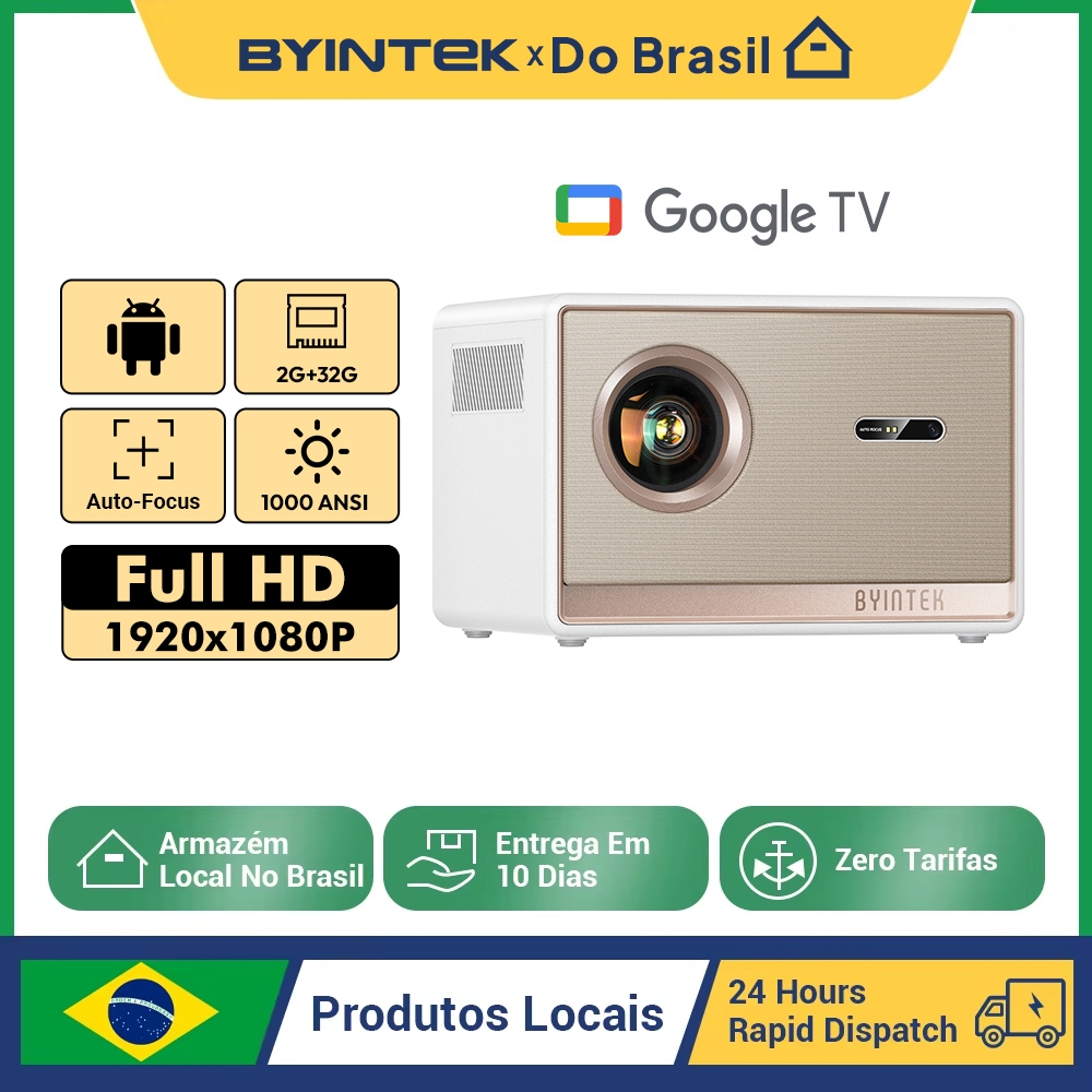 BYINTEK T5 Max Full HD 1080P Projetor 4K 1000ANSI Android WiFi 6 Foco Automático Profissionalbasss