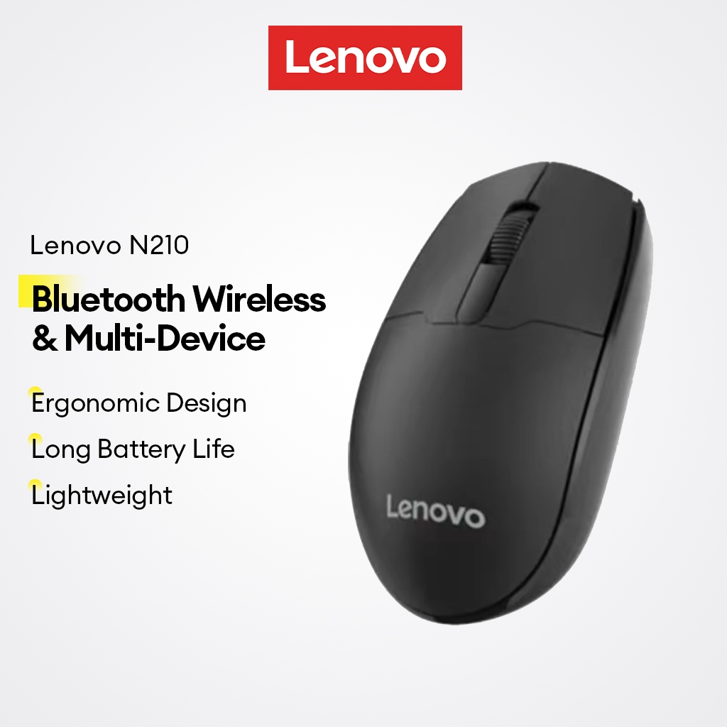 Mouse Sem Fio Bluetooth Lenovo N210 USB-Design Ergonômico Antiderrapante , Leve , Compatível Com Vários Dispositivos , B