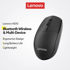 Mouse Sem Fio Bluetooth Lenovo N210 USB-Design Ergonômico Antiderrapante , Leve , Compatível Com Vários Dispositivos , B