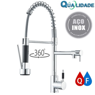 Torneira Cozinha Gourmet Inox Flexivel Para Monocomando Bifuncional Torneiras De Pia Retráteis Com Spray Extensor em Oferta na Shopee