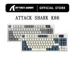 Teclado Mecânico Para Jogos Sem Fio Attack Shark K86 RGB Hot Swap Botão De Metal Tela TFT Bluetooth Macro De Três Modos
