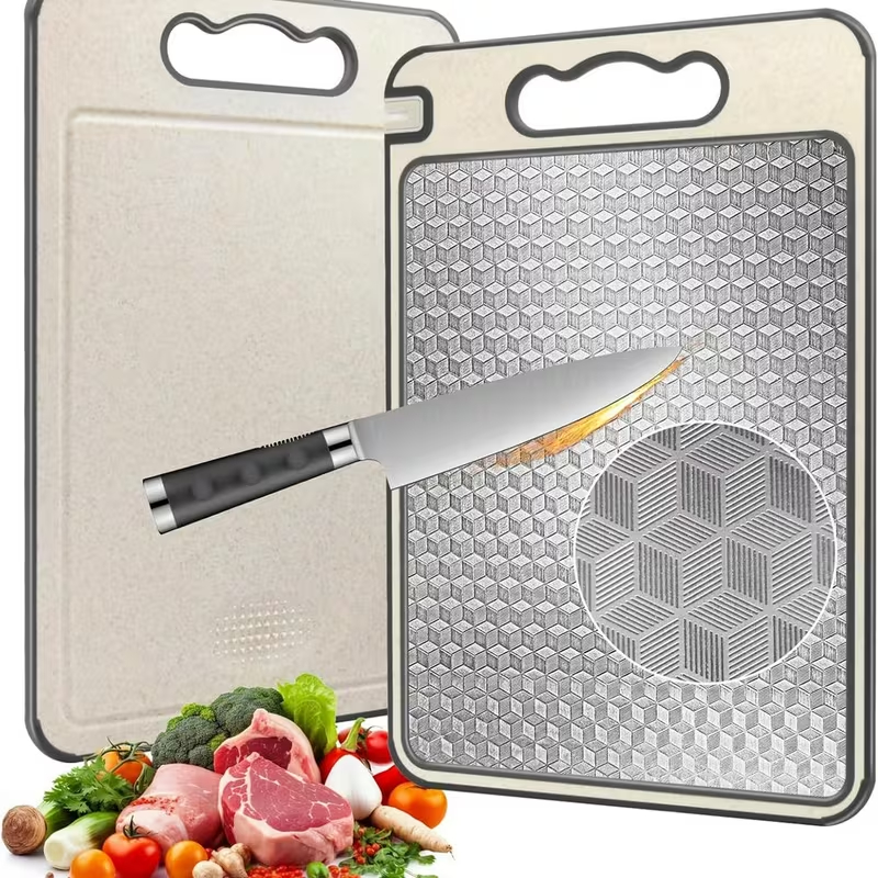 Tábua de Corte Dupla Face Premium de Titânio - Aço Inox de Grau Alimentício para Cozinha e Jantar
