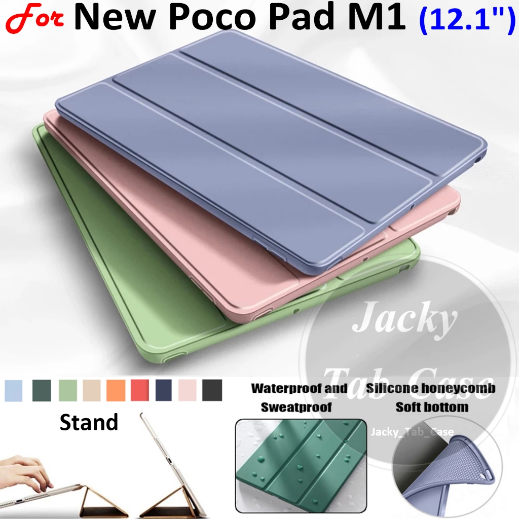 Capa Para Novo POCO Pad M1 (12.1 ") Xiaomi 2025 Moda Pele De Couro Macio Dobrável Suporte Flip