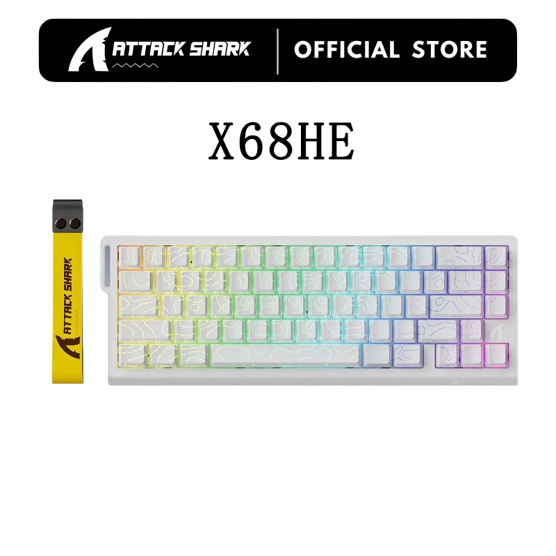 Teclado eletrônico magnético para jogos ATTACK SHARK X68HE interruptor magnético de jade branco em Oferta na Shopee