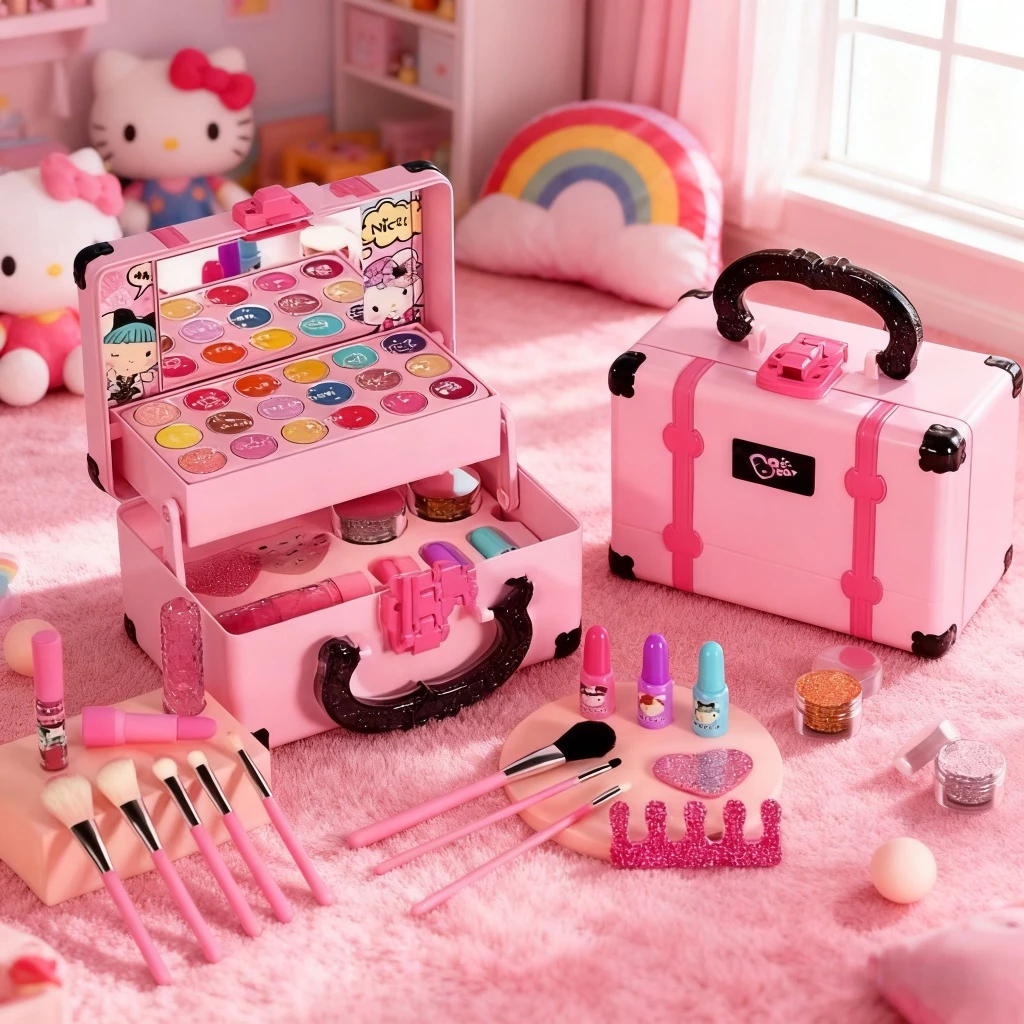 32 Peças Kit De Maquiagem Para Crianças Lavável/Conjunto Portátil Meninas — imagem 1